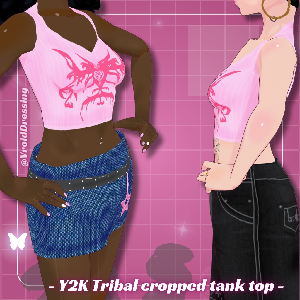 3D Vroid Y2K Tribal cropped tank top