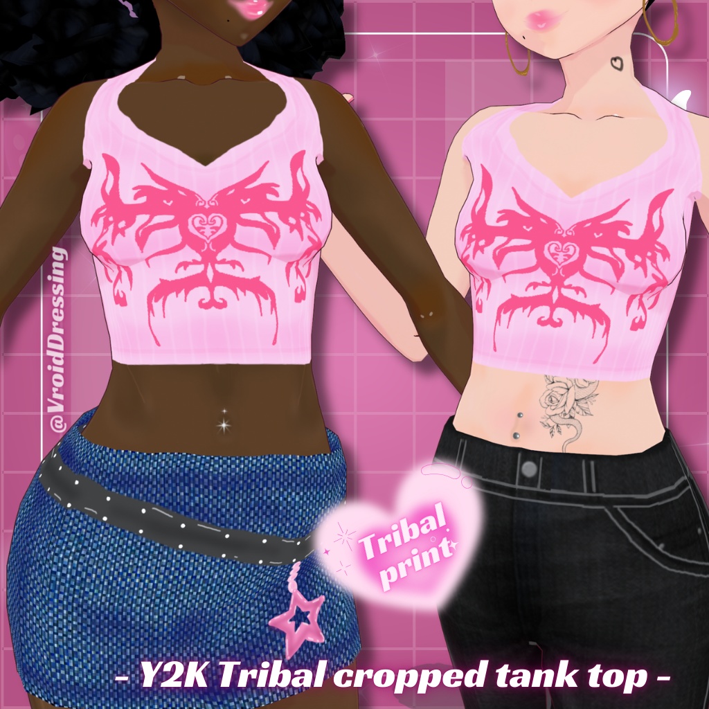 3D Vroid Y2K Tribal cropped tank top
