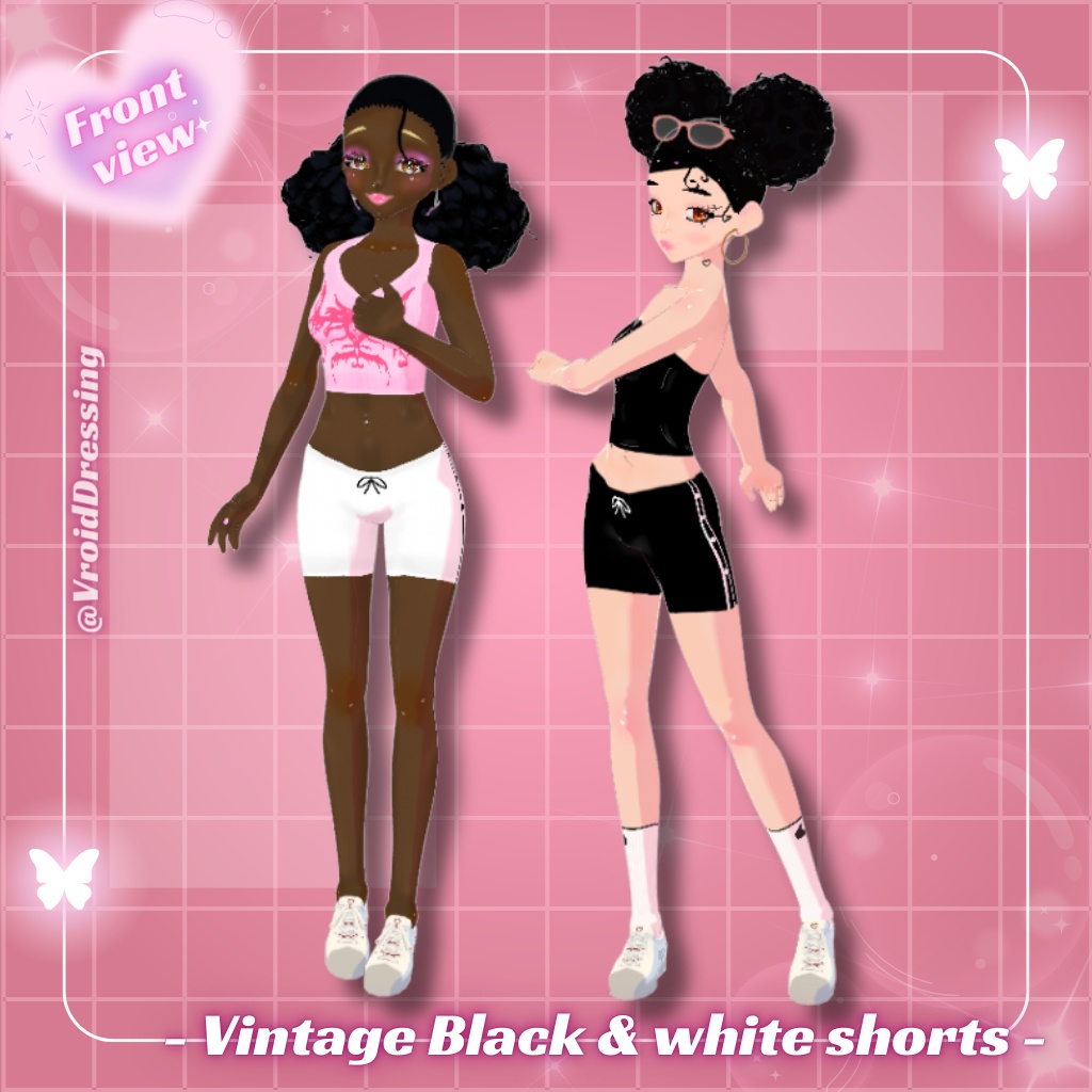 FREE 3D Vroid vintage black and white shorts