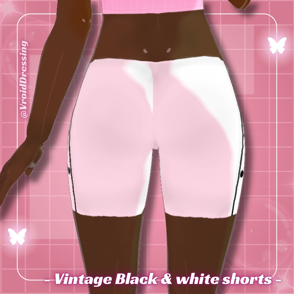 FREE 3D Vroid vintage black and white shorts