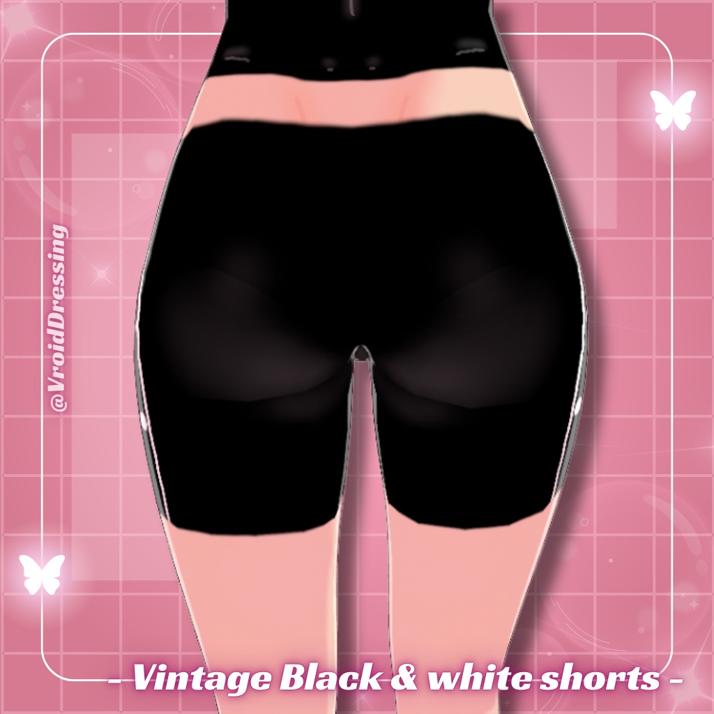 FREE 3D Vroid vintage black and white shorts