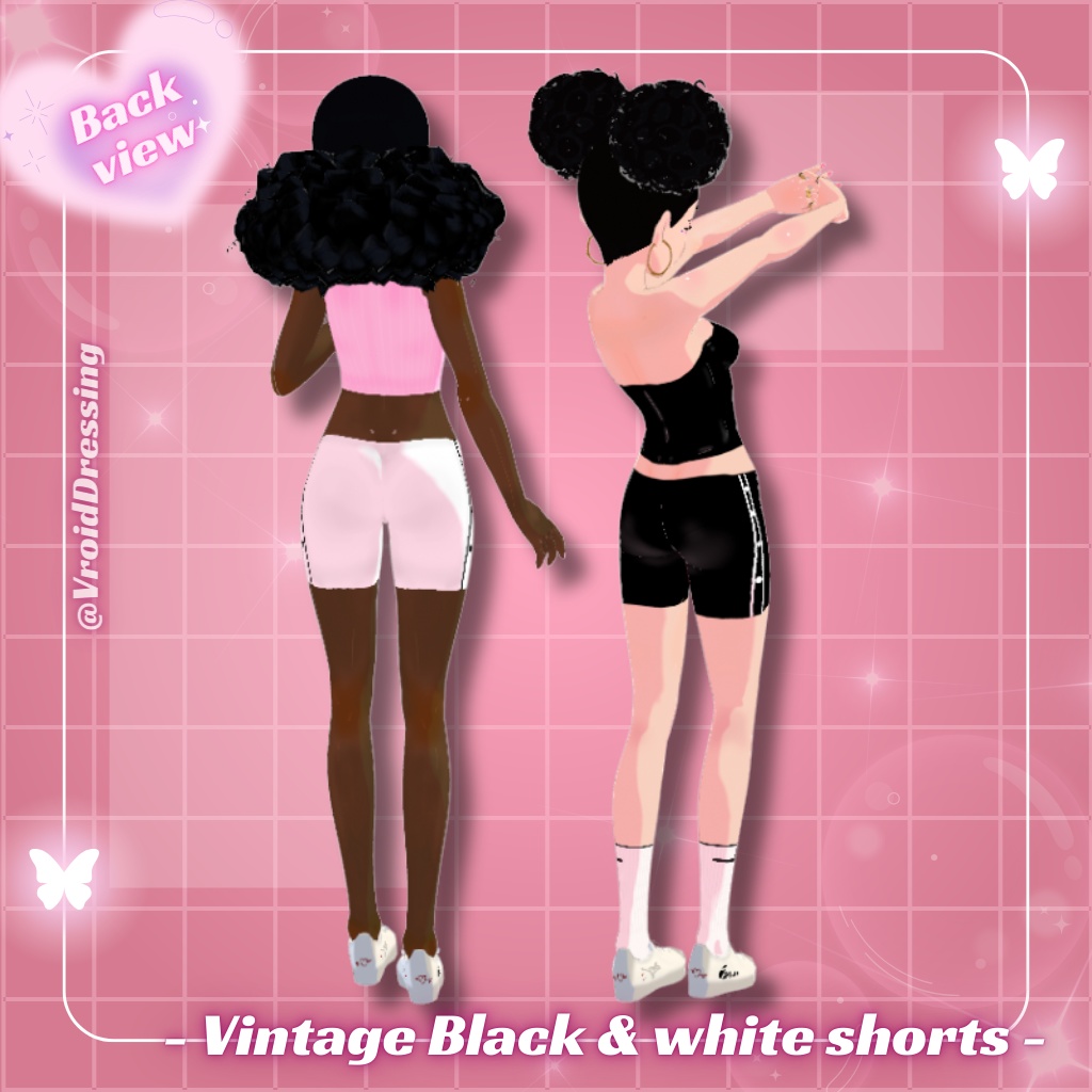FREE 3D Vroid vintage black and white shorts