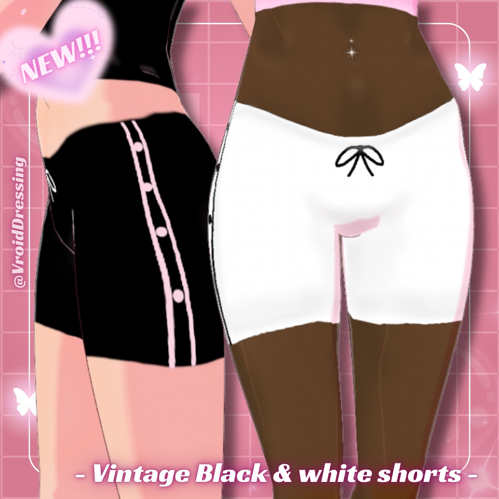 FREE 3D Vroid vintage black and white shorts