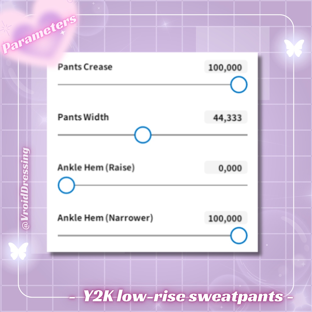 3D vroid Y2K grey low-rise sweatpants