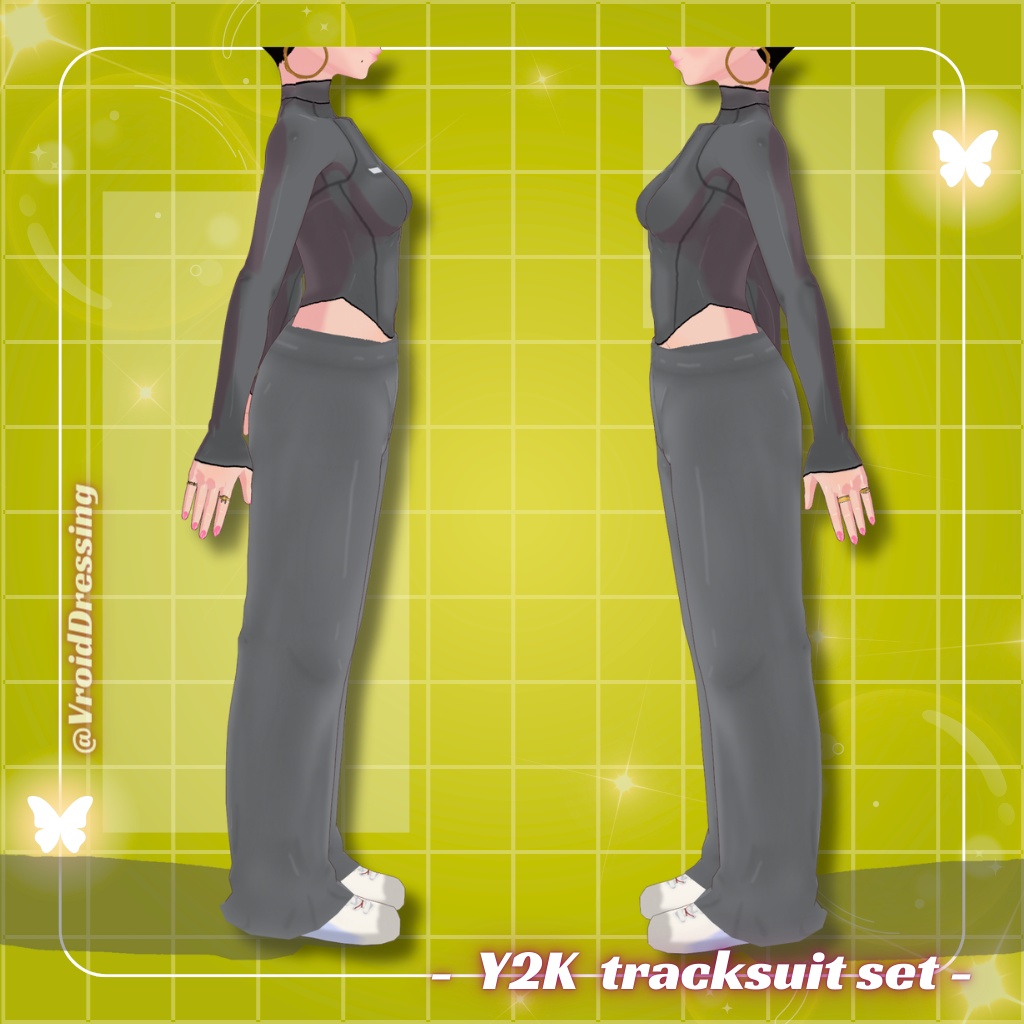 3D vroid Y2K two-piece tracksuit sportswear set