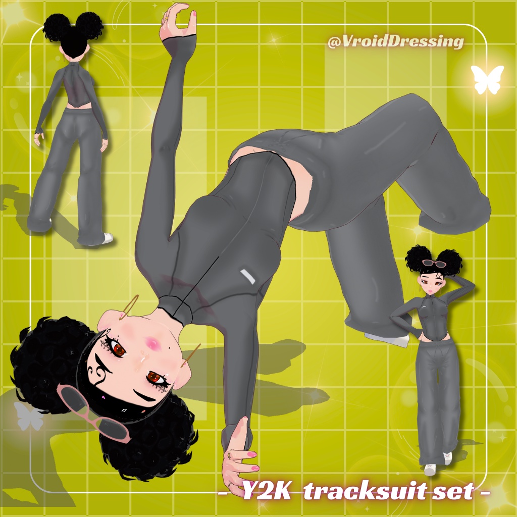 3D vroid Y2K two-piece tracksuit sportswear set