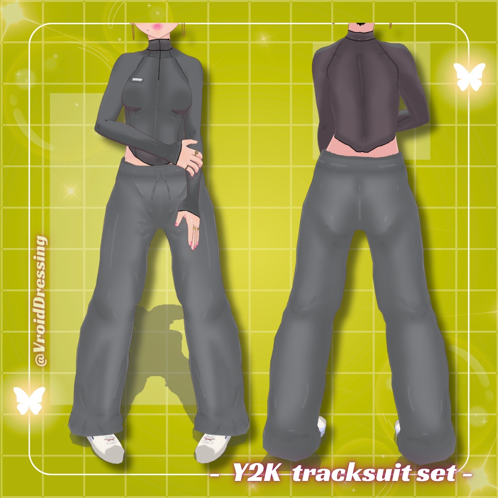 3D vroid Y2K two-piece tracksuit sportswear set