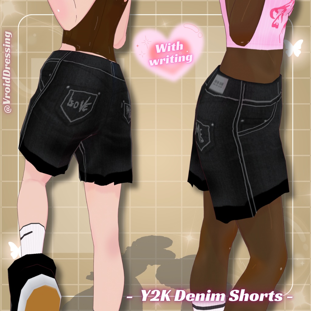 3D Vroid Y2K denim unisex shorts / jorts