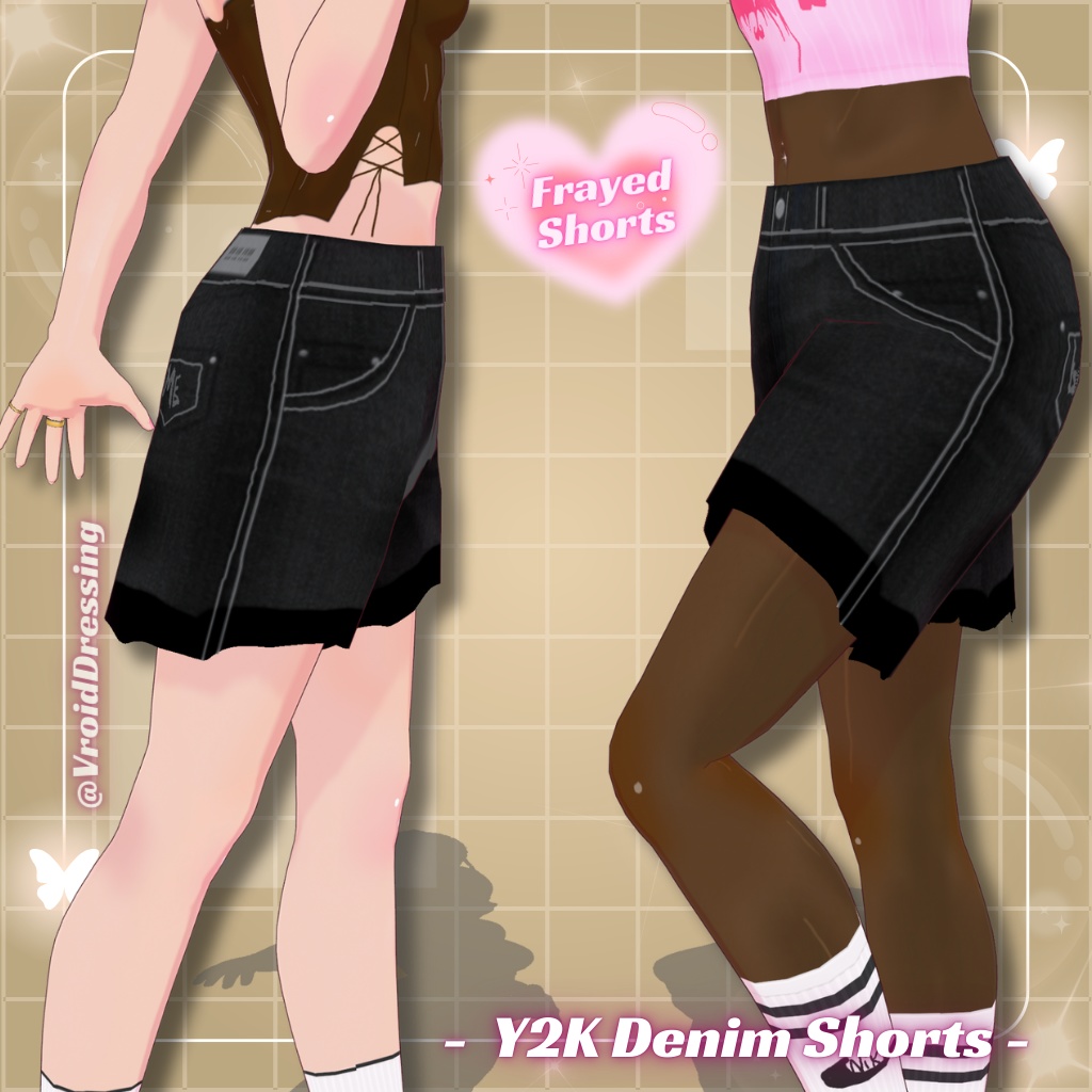 3D Vroid Y2K denim unisex shorts / jorts