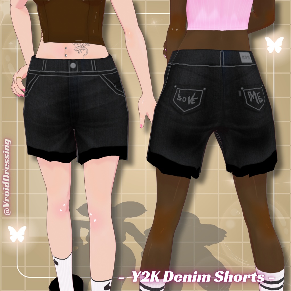 3D Vroid Y2K denim unisex shorts / jorts
