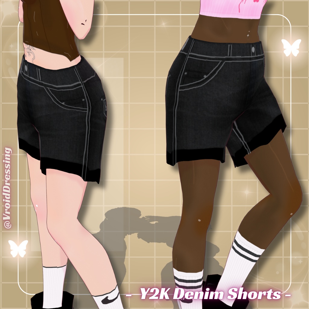 3D Vroid Y2K denim unisex shorts / jorts
