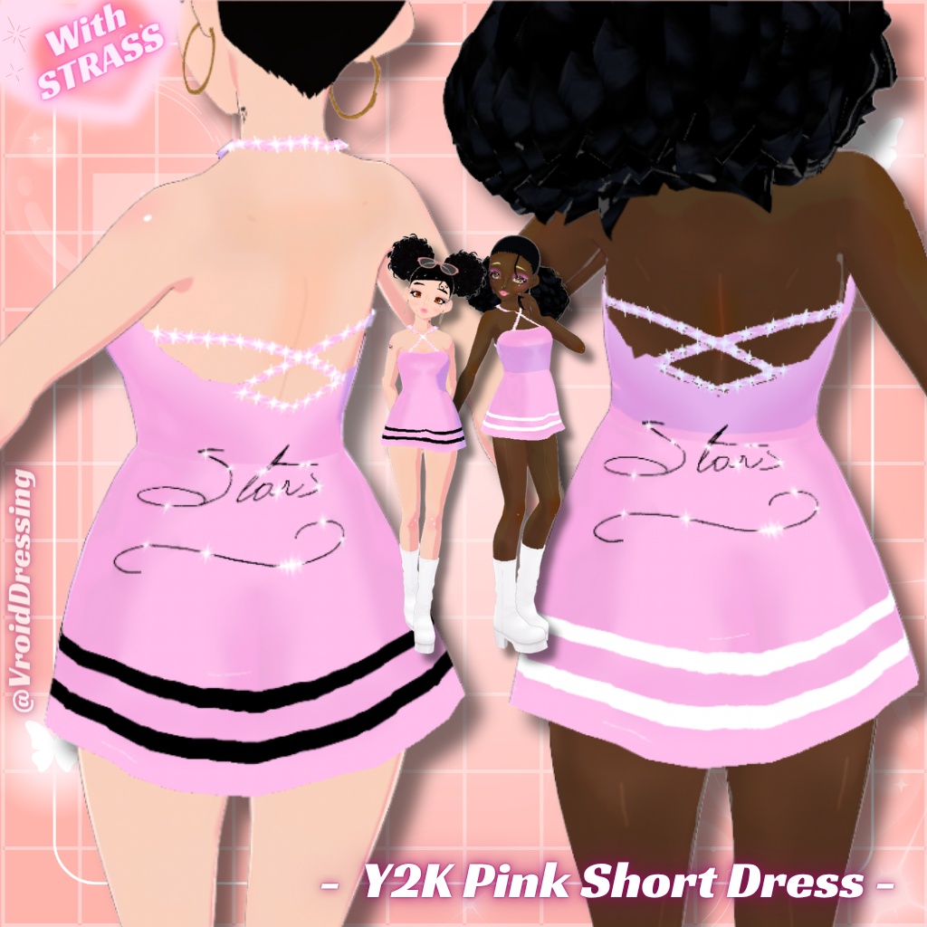 3D Vroid Y2K Pink Short Dress