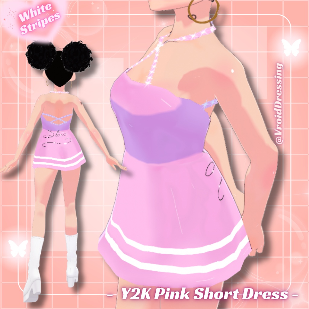 3D Vroid Y2K Pink Short Dress