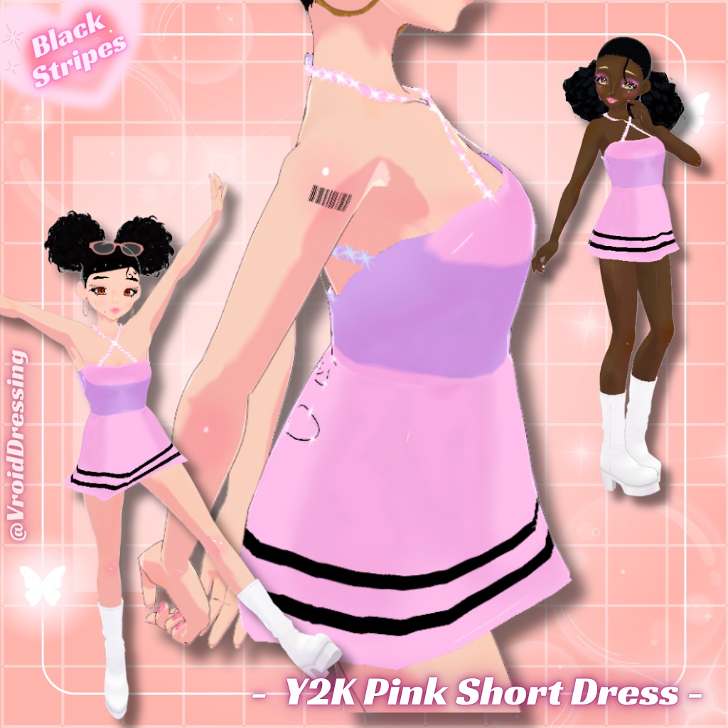 3D Vroid Y2K Pink Short Dress