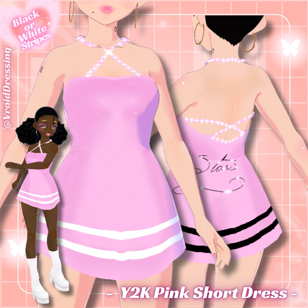 3D Vroid Y2K Pink Short Dress