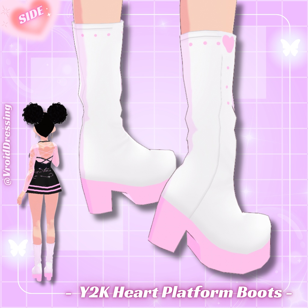 FREE 3D Vroid Y2K Pink Heart Platform Boots