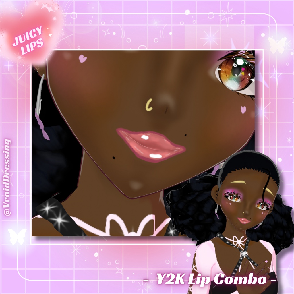 【VRoidテクスチャ】Y2K リップ&リップライナー メイクセット / Y2K Lip Combo Makeup Texture【カスタムアイテム】#VroidDressing