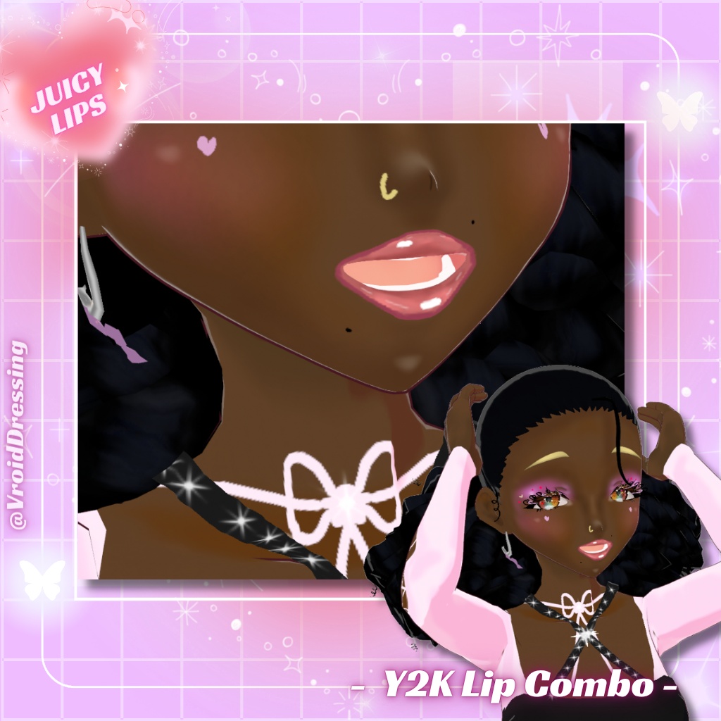 【VRoidテクスチャ】Y2K リップ&リップライナー メイクセット / Y2K Lip Combo Makeup Texture【カスタムアイテム】#VroidDressing