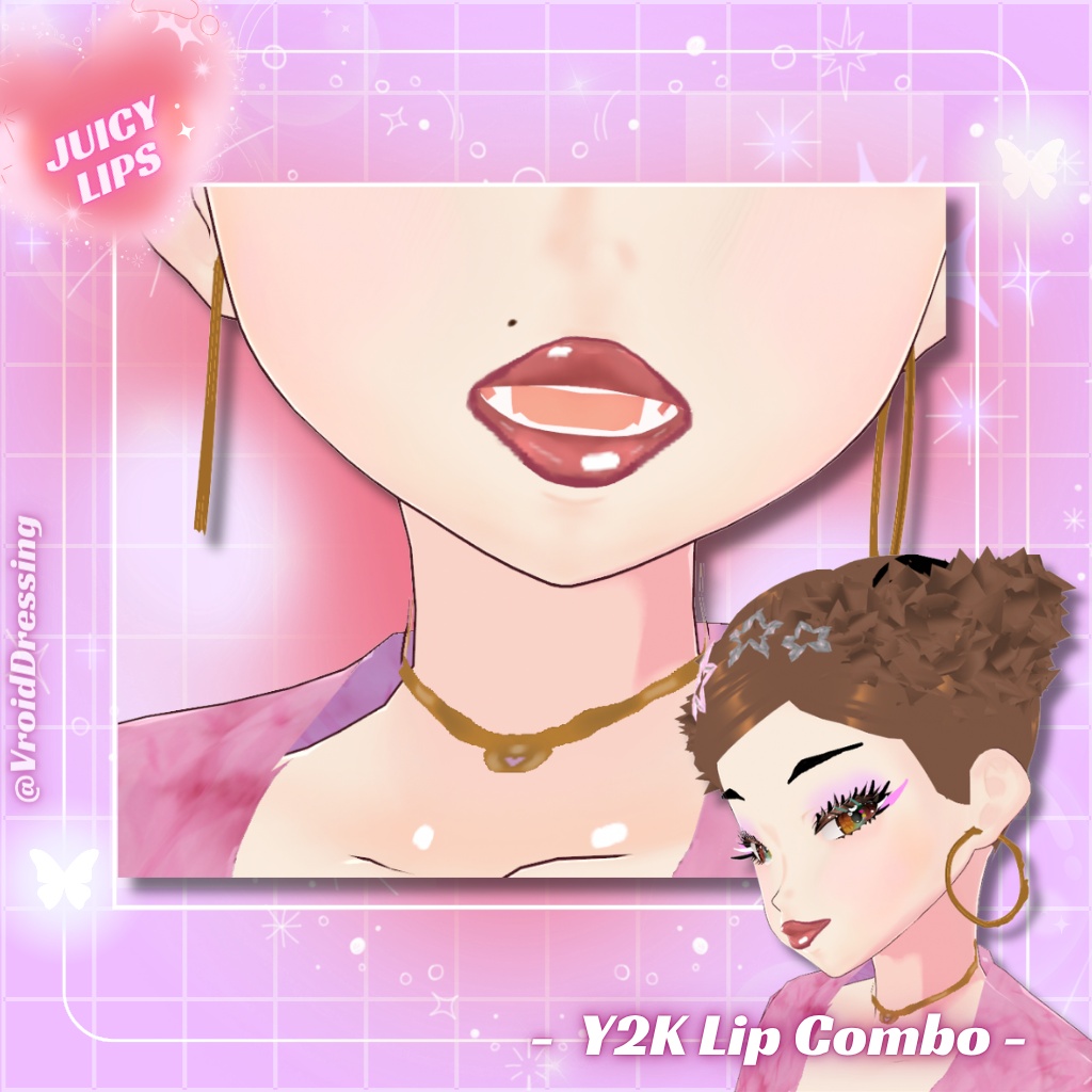 【VRoidテクスチャ】Y2K リップ&リップライナー メイクセット / Y2K Lip Combo Makeup Texture【カスタムアイテム】#VroidDressing