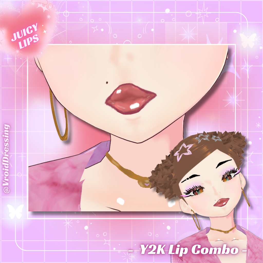 【VRoidテクスチャ】Y2K リップ&リップライナー メイクセット / Y2K Lip Combo Makeup Texture【カスタムアイテム】#VroidDressing