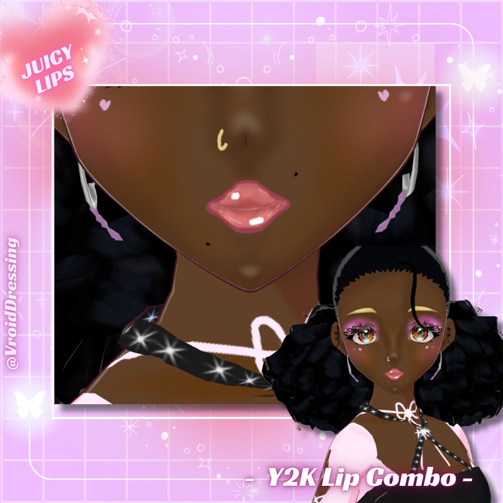 【VRoidテクスチャ】Y2K リップ&リップライナー メイクセット / Y2K Lip Combo Makeup Texture【カスタムアイテム】#VroidDressing