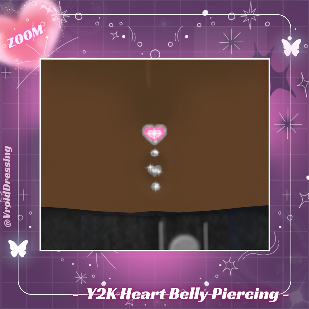 【無料配布】Y2K ハートのへそピアス テクスチャ / FREE Y2K Heart Belly Piercing Texture【VRoidテクスチャ】#VroidDressing