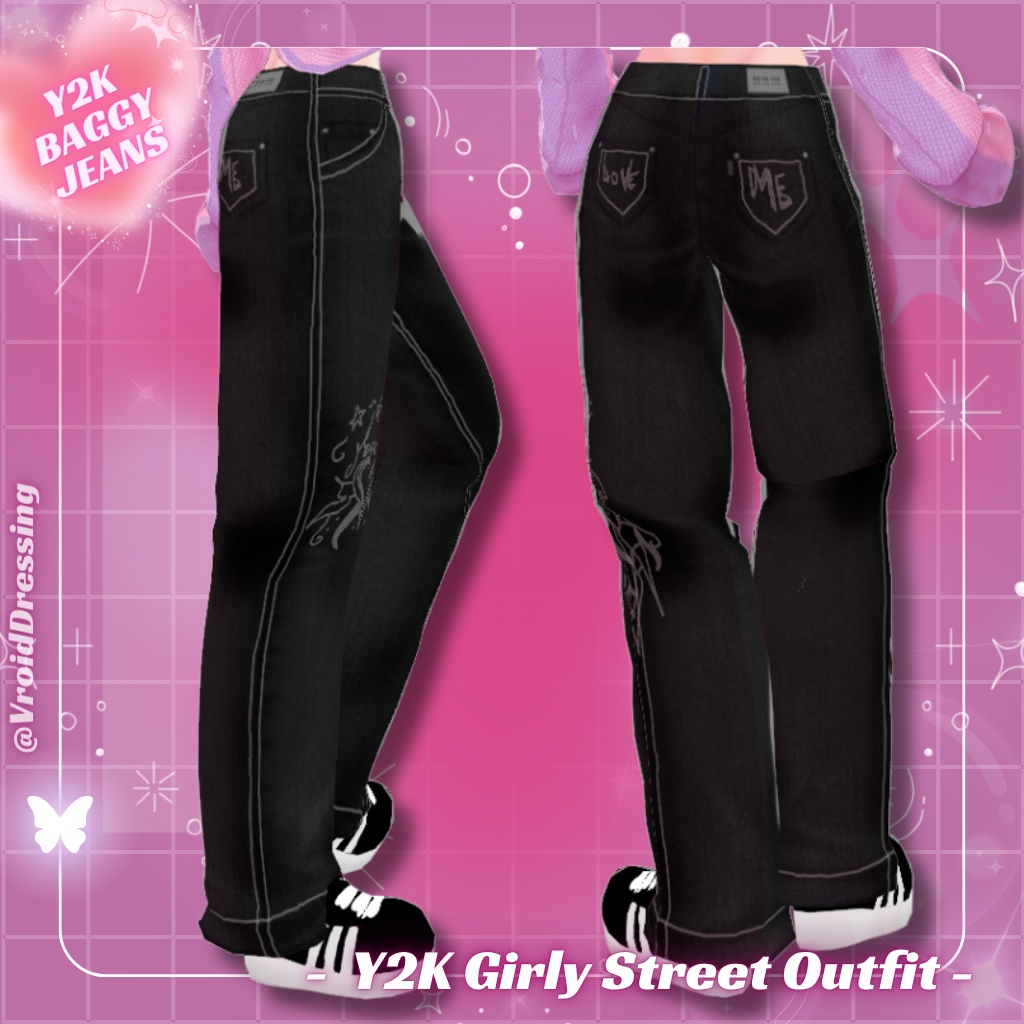 【VRoid衣装】Y2K ガーリーストリート コーデセット 全3点 / Y2K Girly Street Outfit (3 items)【カスタムアイテム】#VroidDressing