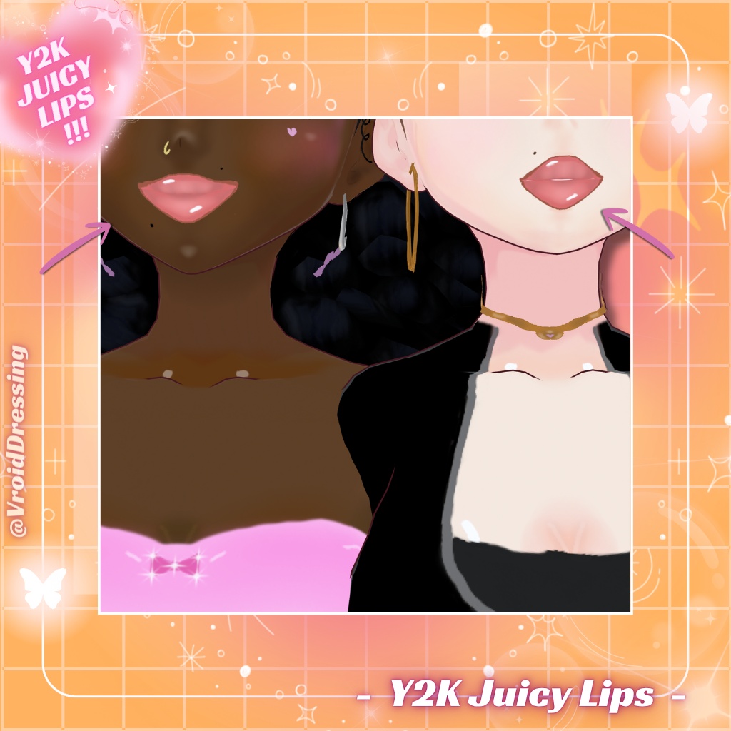 【VRoidテクスチャ】Y2K ぷっくり つやリップ&ライナー 全2点 / Y2K Juicy Lips【正式版対応】#VroidDressing