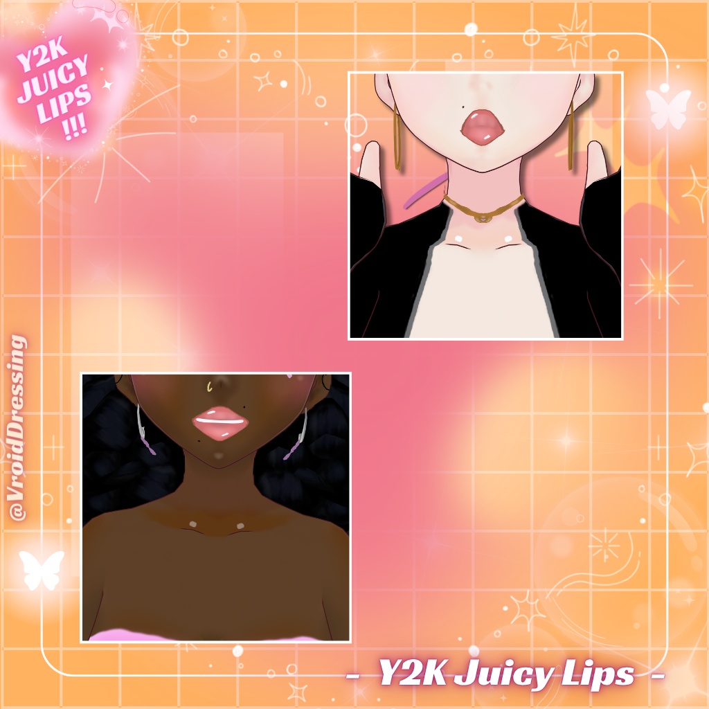 【VRoidテクスチャ】Y2K ぷっくり つやリップ&ライナー 全2点 / Y2K Juicy Lips【正式版対応】#VroidDressing