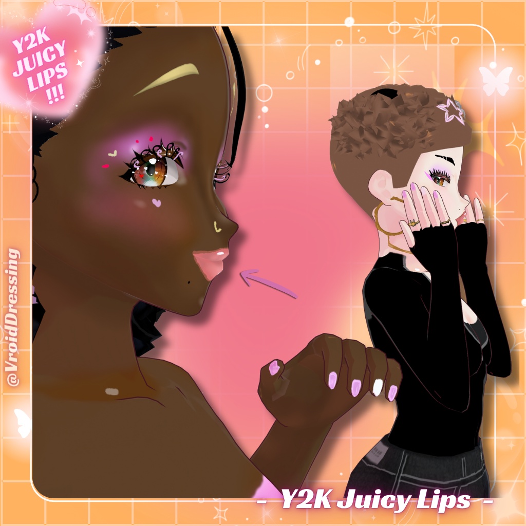【VRoidテクスチャ】Y2K ぷっくり つやリップ&ライナー 全2点 / Y2K Juicy Lips【正式版対応】#VroidDressing