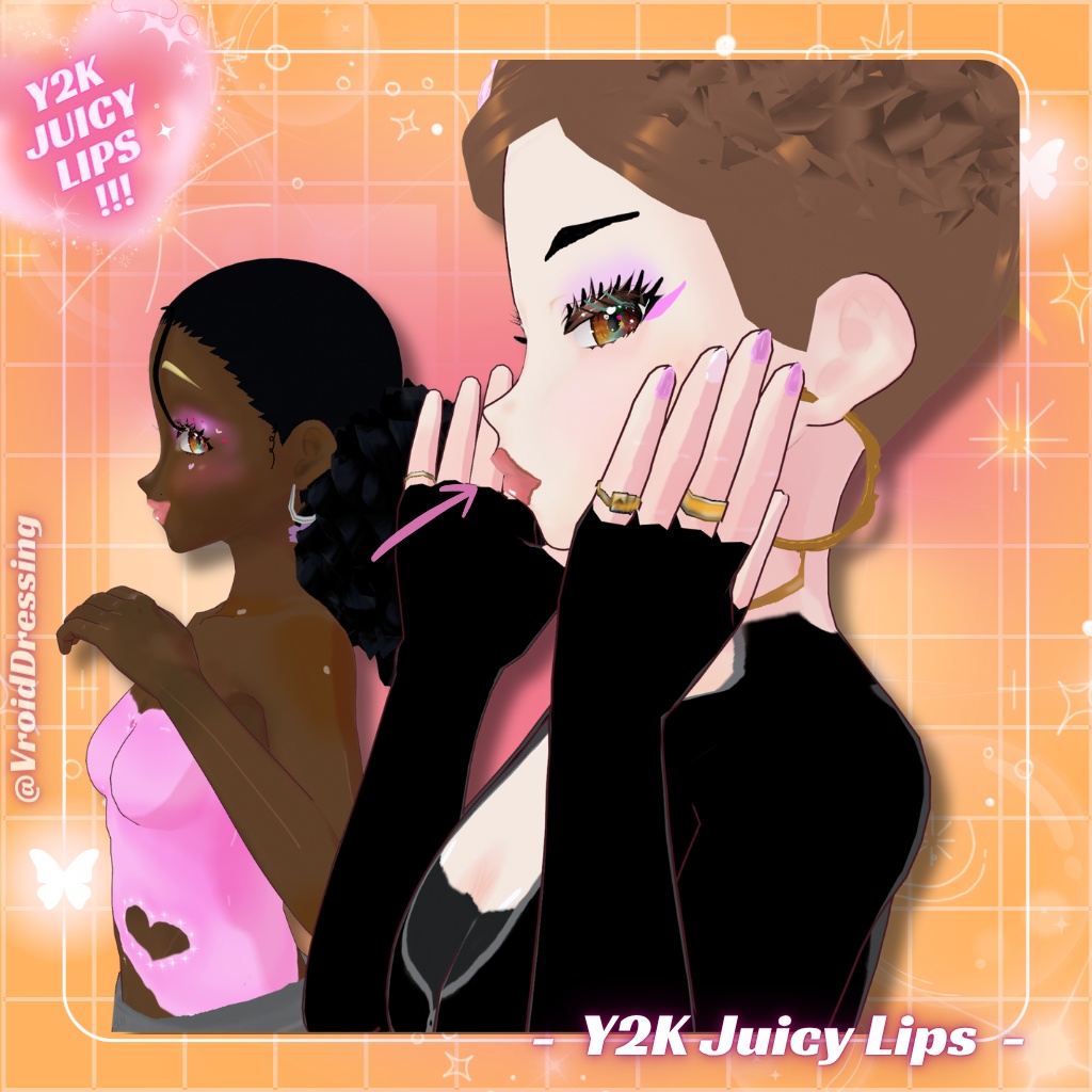 【VRoidテクスチャ】Y2K ぷっくり つやリップ&ライナー 全2点 / Y2K Juicy Lips【正式版対応】#VroidDressing