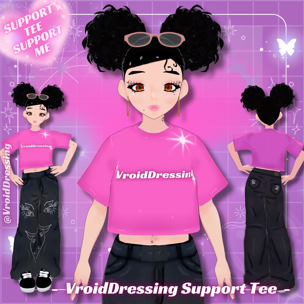 【支援・投げ銭】VroidDressing ロゴ クロップTシャツ / Support Tee【VRoidカスタムアイテム】#VroidDressing