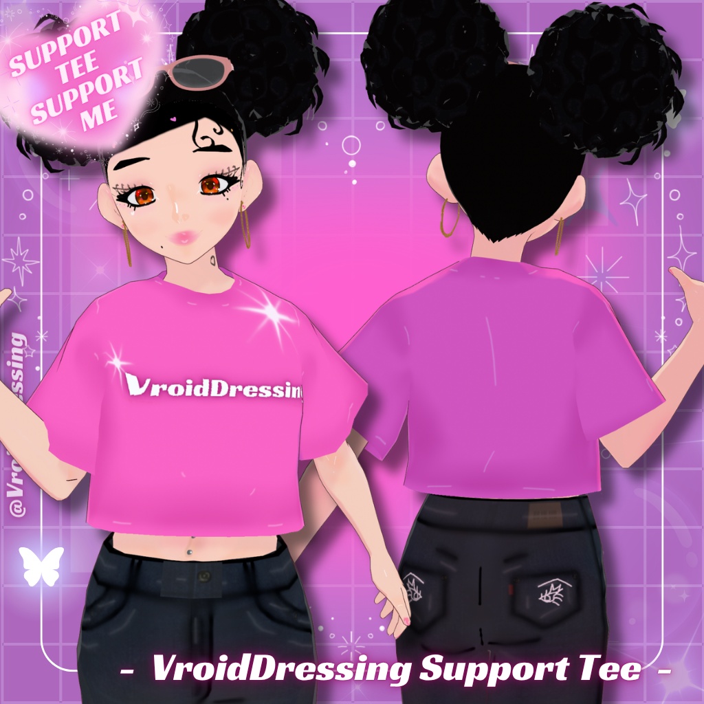 【支援・投げ銭】VroidDressing ロゴ クロップTシャツ / Support Tee【VRoidカスタムアイテム】#VroidDressing