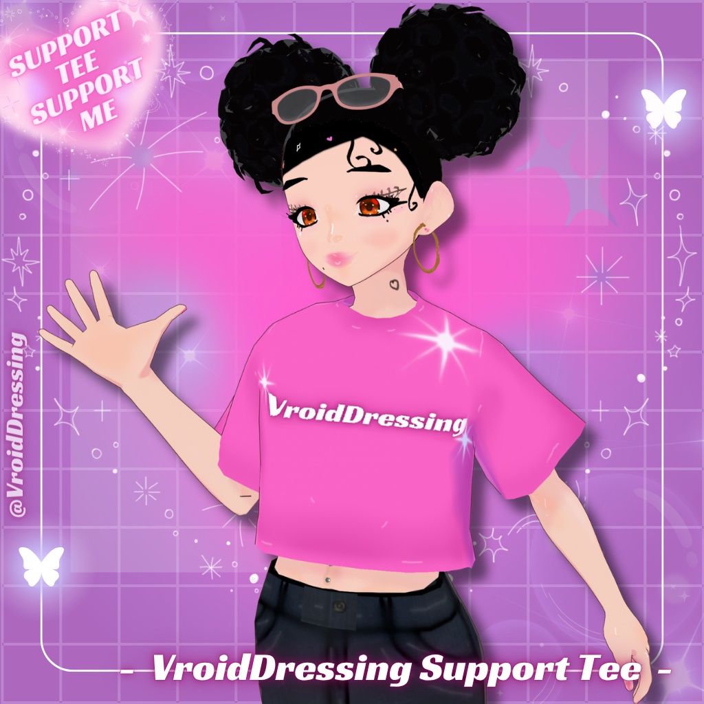 【支援・投げ銭】VroidDressing ロゴ クロップTシャツ / Support Tee【VRoidカスタムアイテム】#VroidDressing