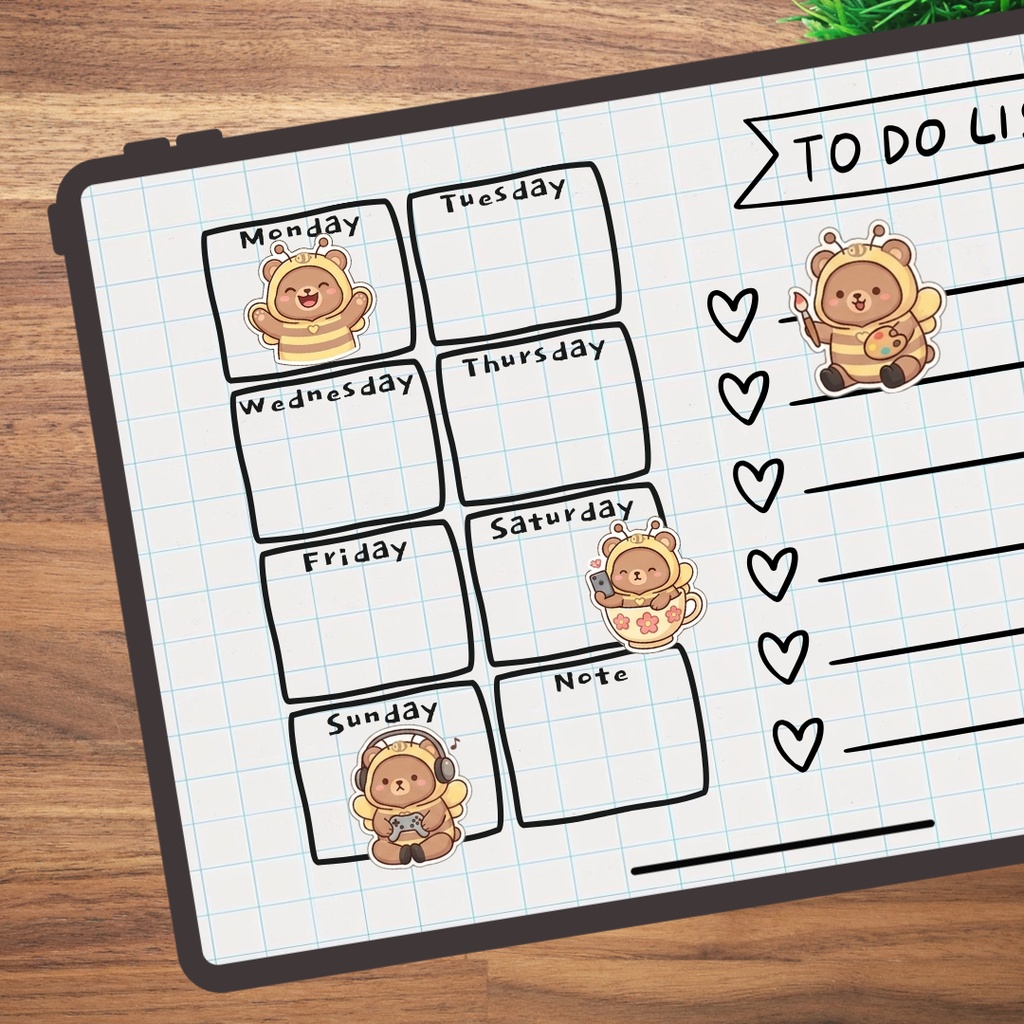 はちコスくまのデジタルステッカー20種|表情&ポーズたっぷり|デジタルプランナー|手帳デコ・Goodnotes対応|透過PNG