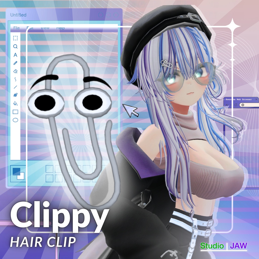 [無料] Clippy Hair Pin (バレッタ) - (Low Poly - 1732 tris)