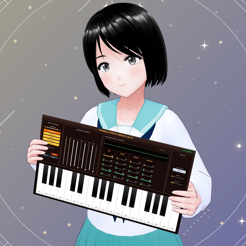ナナセトーン HPS-32 Hybrid Synth-Organ|ドローバー+4波形ミキサー付きWebオルガン|v2.0で古典音律対応