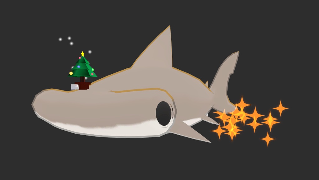 さめちゃん、しゅもくちゃん対応頭に乗せるクリスマスツリー