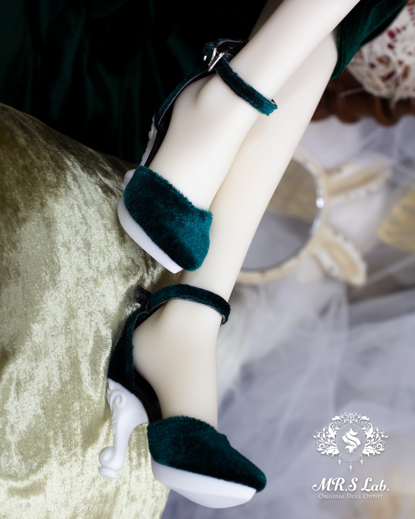 ドールシューズ:【Original】Pied Louis XV 猫足ハイヒール エメラルドグリーン