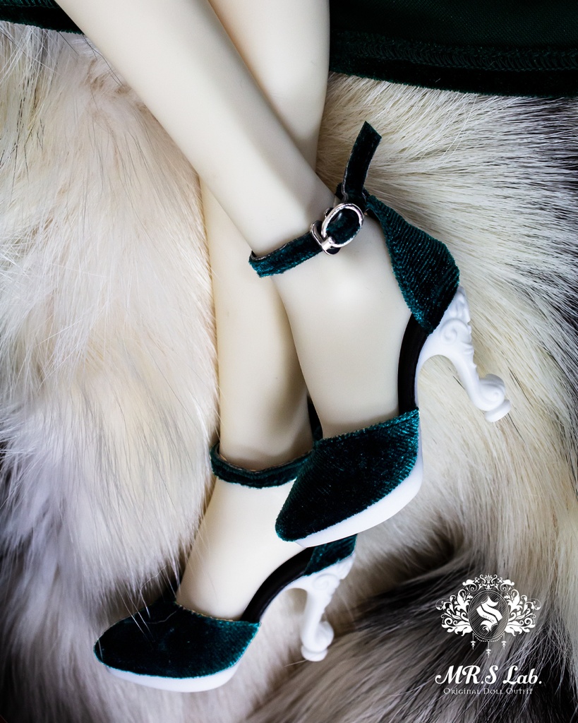 ドールシューズ:【Original】Pied Louis XV 猫足ハイヒール エメラルドグリーン