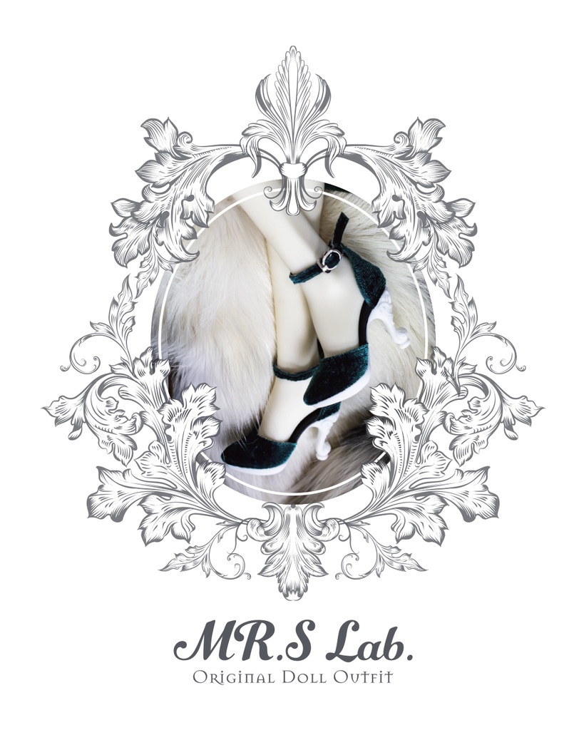 ドールシューズ：【Original】Pied Louis XV　猫足ハイヒール　エメラルドグリーン