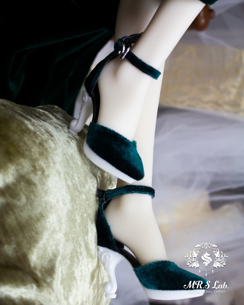 ドールシューズ:【Original】Pied Louis XV 猫足ハイヒール エメラルドグリーン