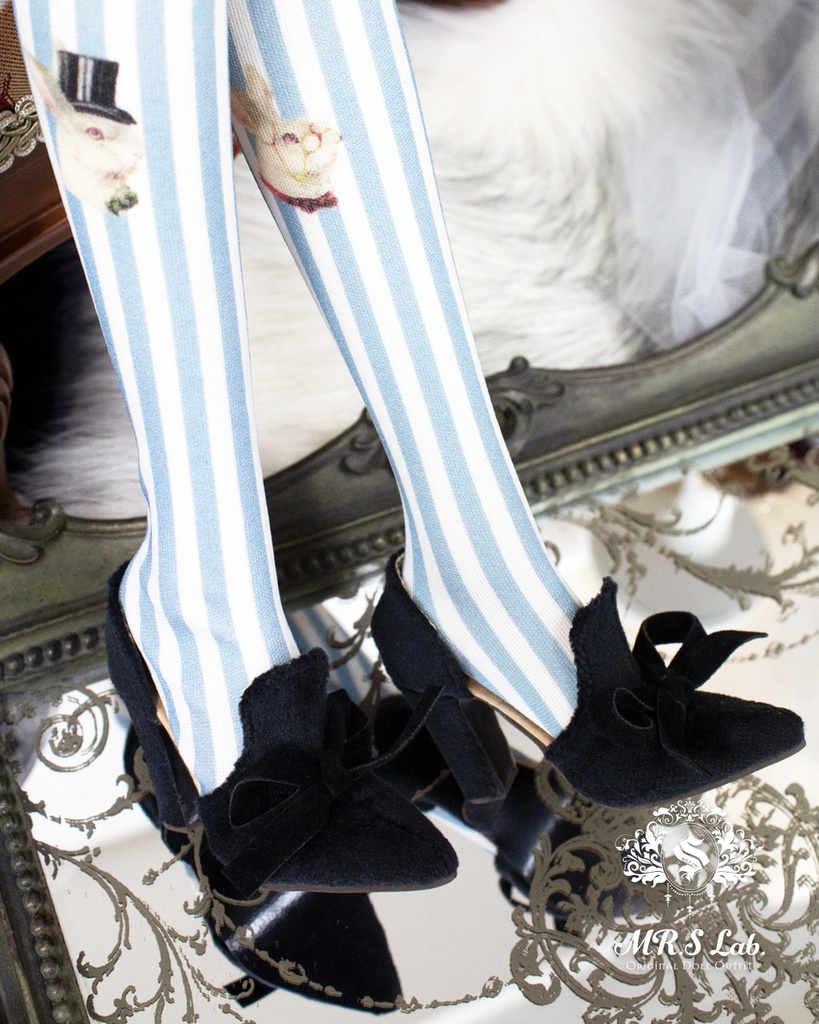 ドールシューズ:【Original】Slip-on with Ribbon リボン付きハイヒール クラシックブラック