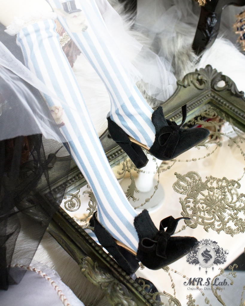 ドールシューズ:【Original】Slip-on with Ribbon リボン付きハイヒール クラシックブラック