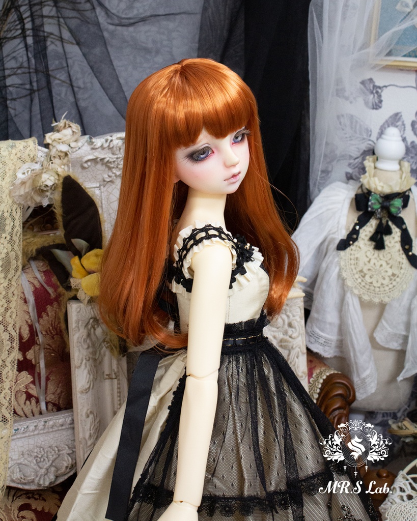 ドールウィッグ モヘア:One Curl ワンカール アプリコット 8-9 inch