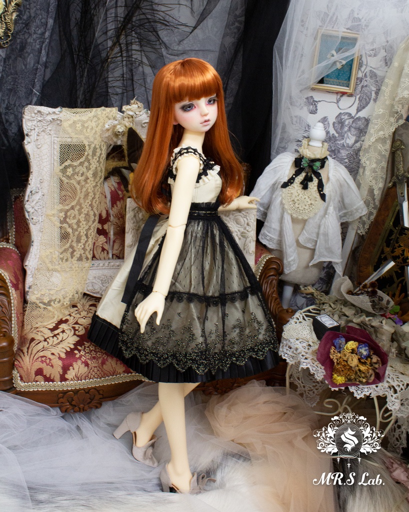 ドールウィッグ モヘア:One Curl ワンカール アプリコット 8-9 inch