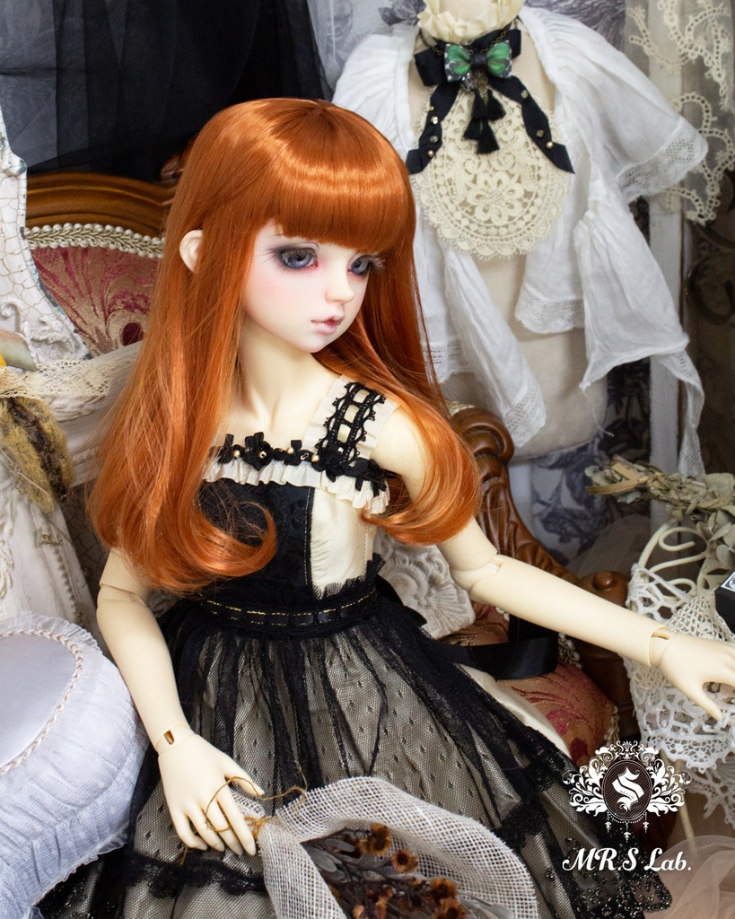 ドールウィッグ モヘア:One Curl ワンカール アプリコット 8-9 inch