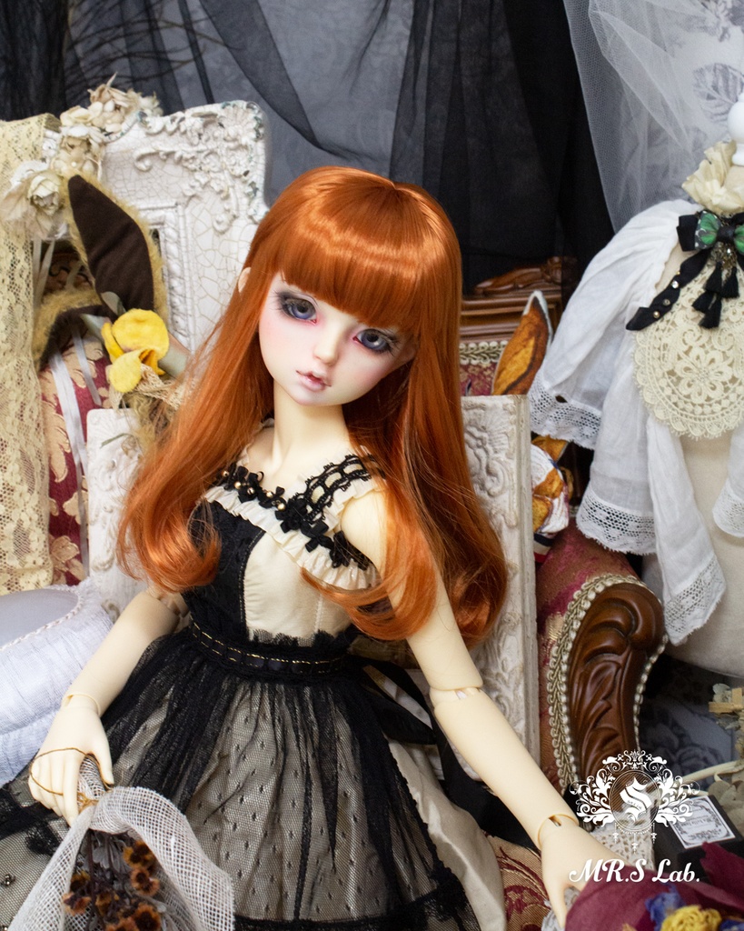 ドールウィッグ モヘア:One Curl ワンカール アプリコット 8-9 inch