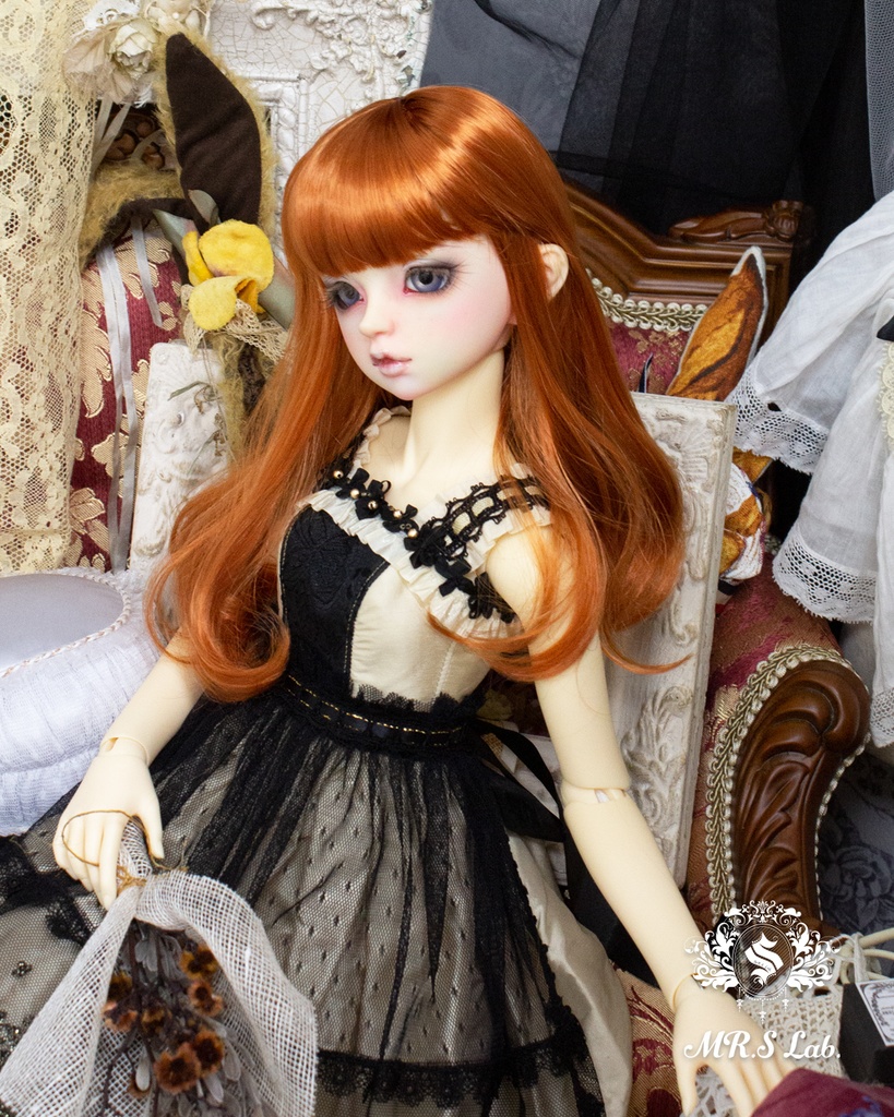 ドールウィッグ モヘア:One Curl ワンカール アプリコット 8-9 inch