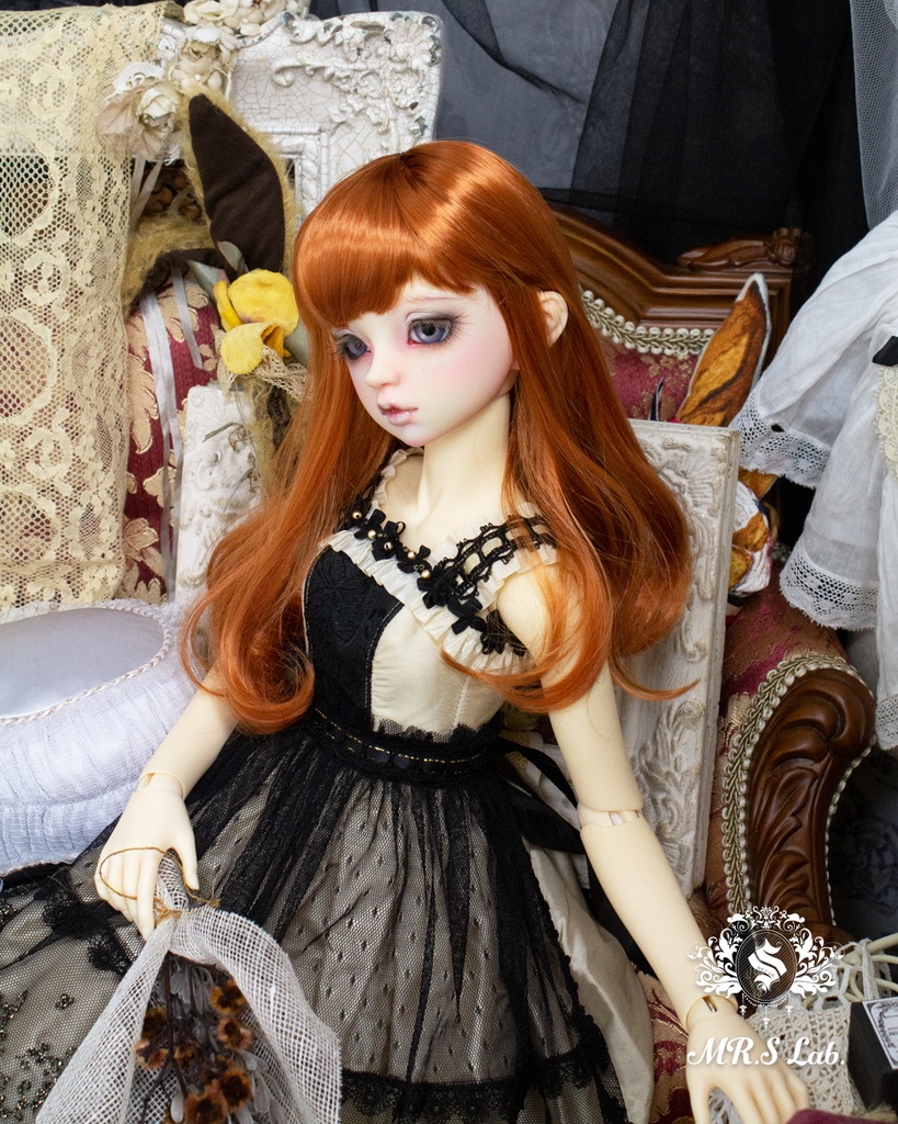 ドールウィッグ モヘア:One Curl ワンカール アプリコット 8-9 inch